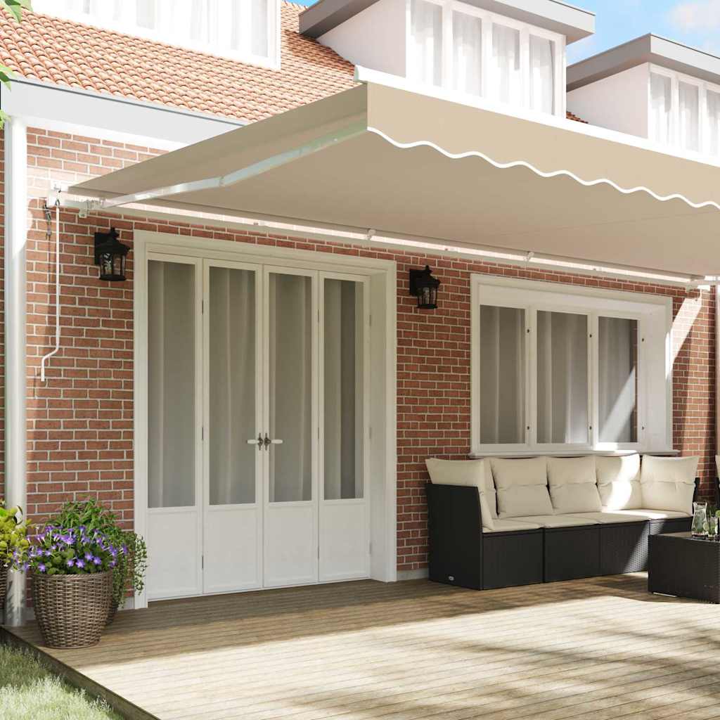 Ausziehbare Markise Beige 600 x 350 cm Stoff und Aluminium