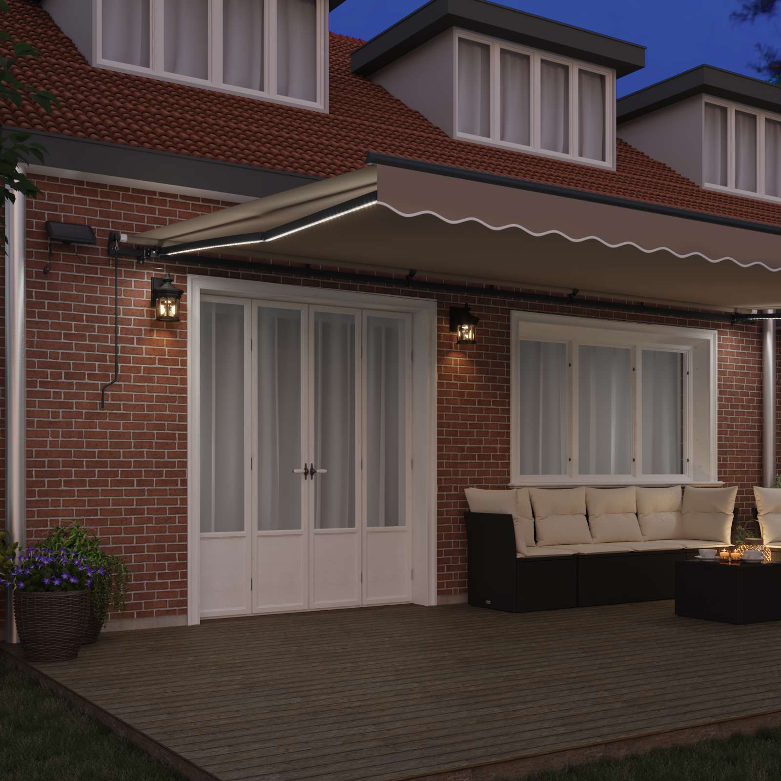 Ausziehbare Markise Beige 600 x 350 cm Stoff und Aluminium