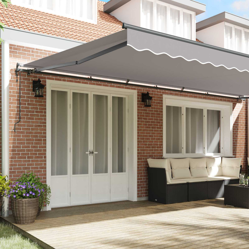 Ausziehbare Markise Hellgrau 600 x 350 cm Stoff und Aluminium