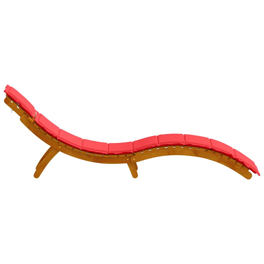 Sonnenliege mit Kissen 2 pcs Rot Massivholz Akazie