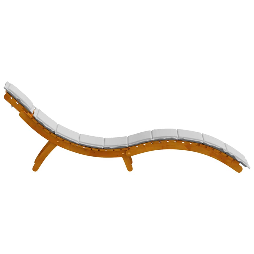Sonnenliege mit Kissen 2 pcs Hellgrau Massivholz Akazie