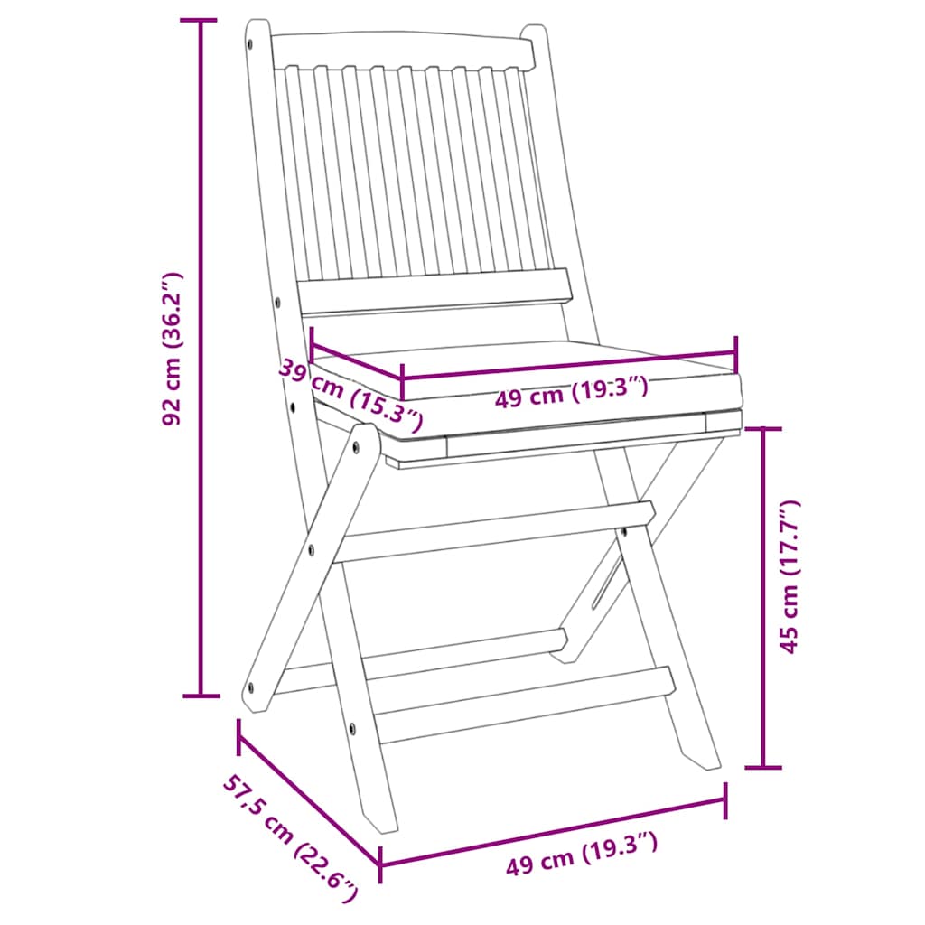 Klappstuhl mit Kissen 2 pcs Braun Massivholz Akazie