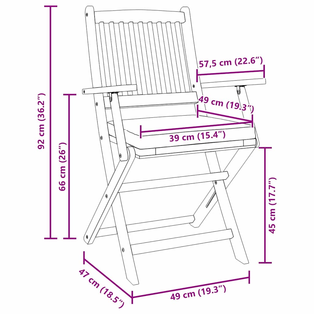 Klappstuhl mit Kissen 2 pcs Braun Massivholz Akazie