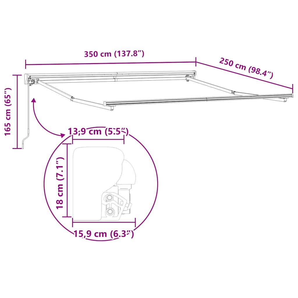 Markisenrahmen Verstellbar Anthrazit 3,5 x 2,5 m Stahl