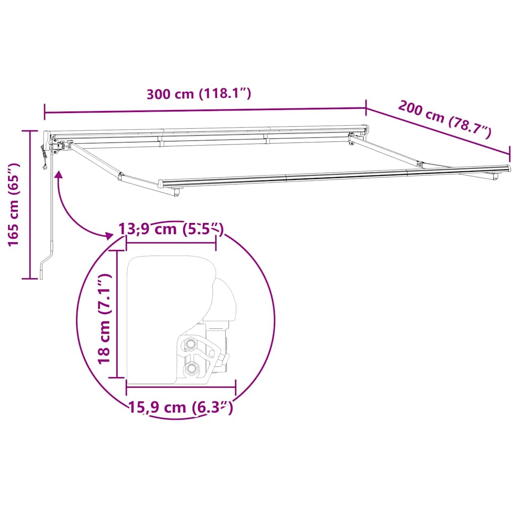 Markisenrahmen Verstellbar Weiß 3 x 2 m Stahl