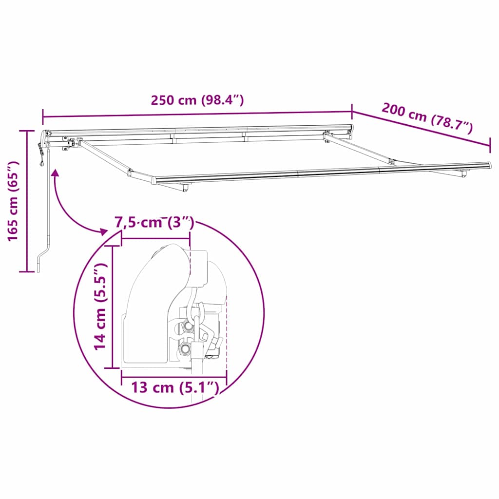 Markisenrahmen Anthrazit 2,5 x 2 m Metall