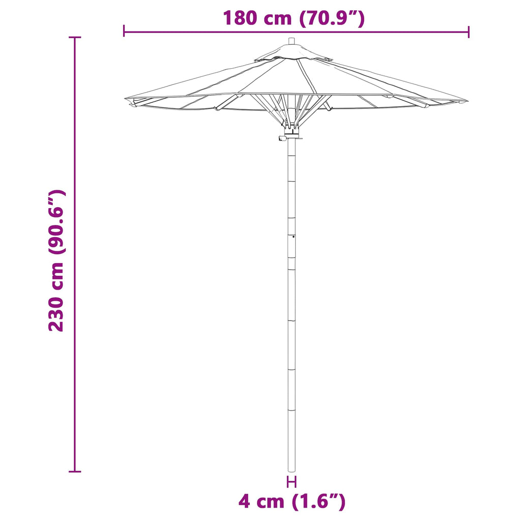 Garten-Sonnenschirm Cremeweiß Ø 180 x 230 cm Bambus