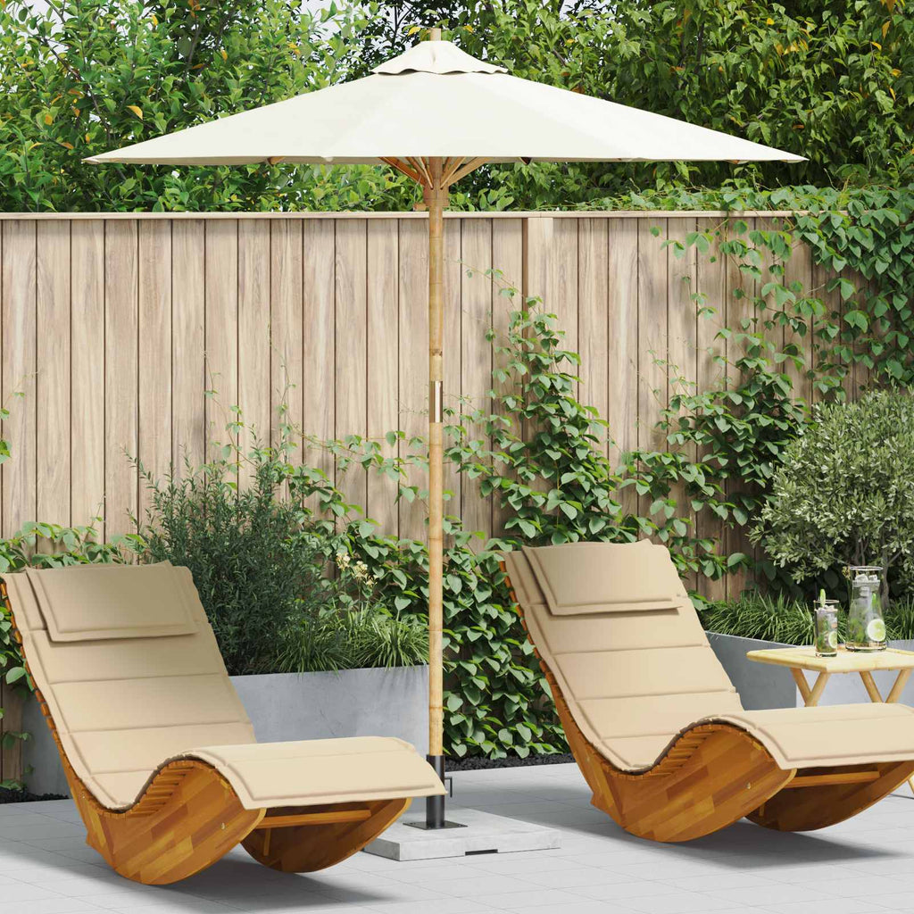 Garten-Sonnenschirm Cremeweiß Ø 217 x 230 cm Bambus