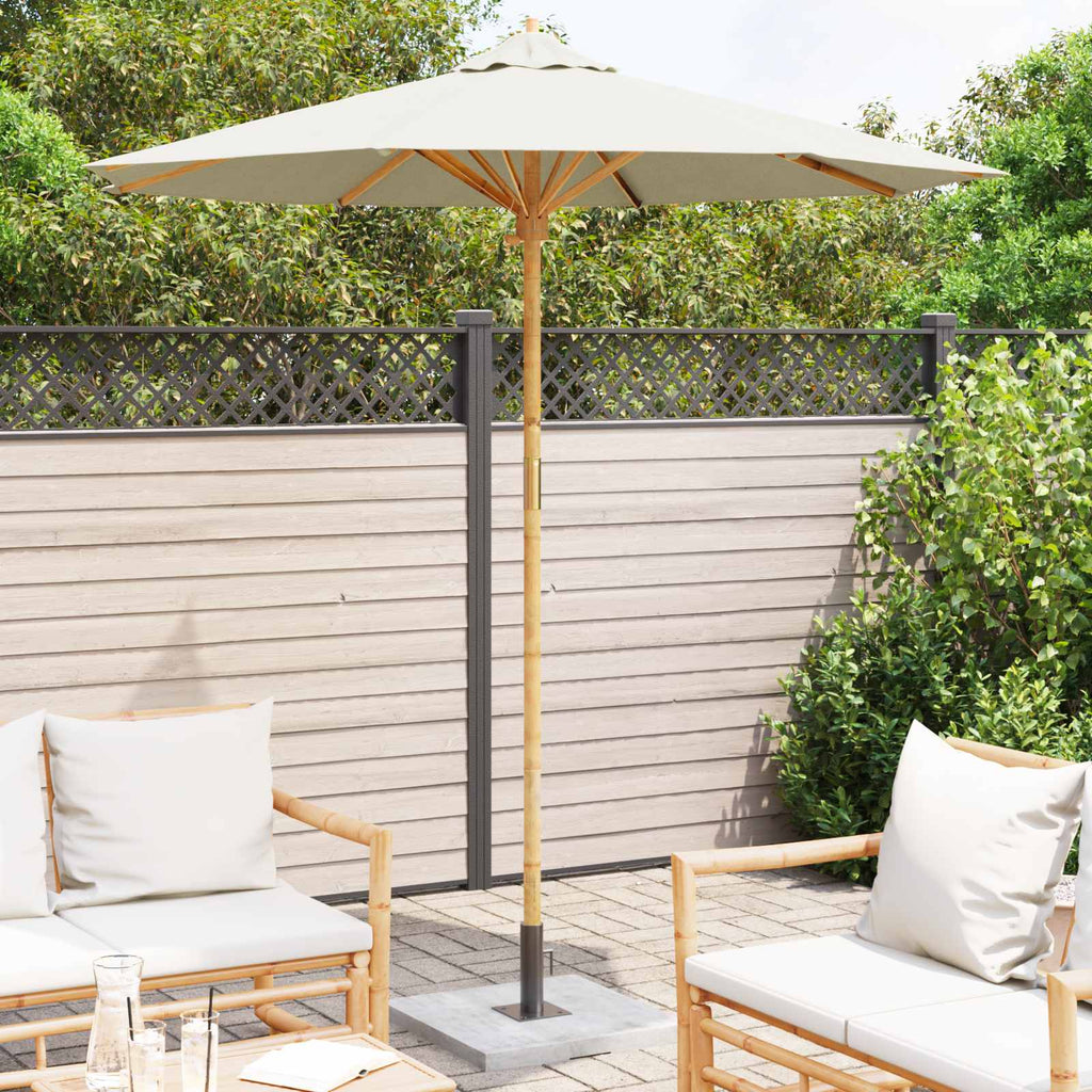 Garten-Sonnenschirm Cremeweiß Ø 217 x 230 cm Bambus