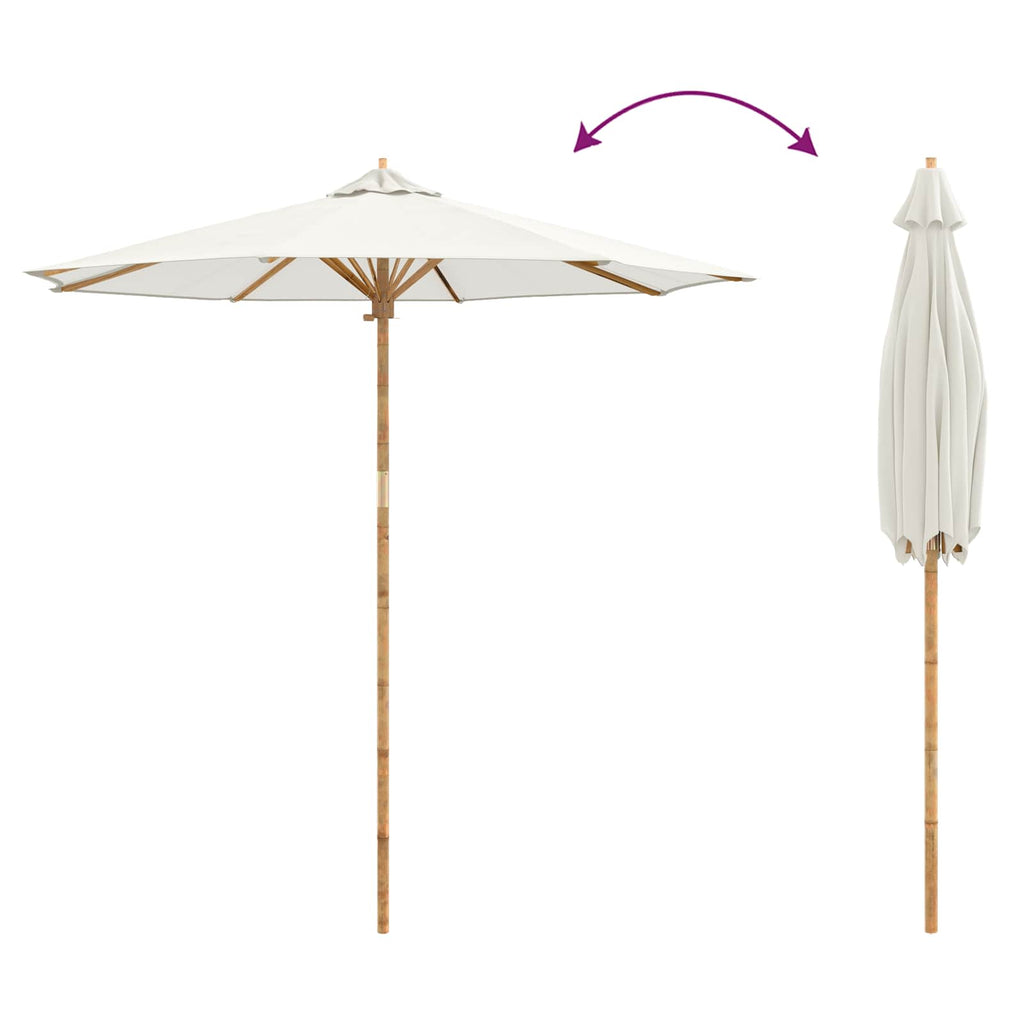 Garten-Sonnenschirm Cremeweiß Ø 240 x 260 cm Bambus