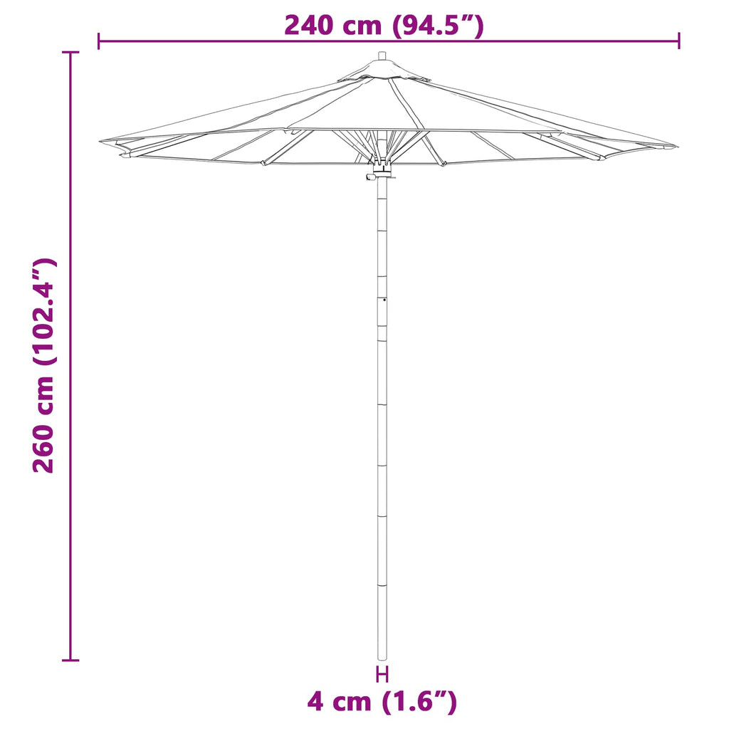 Garten-Sonnenschirm Cremeweiß Ø 240 x 260 cm Bambus