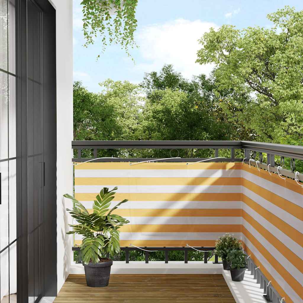 Balkon-Sichtschutz Gelb und Weiß Gestreift 75x800 cm