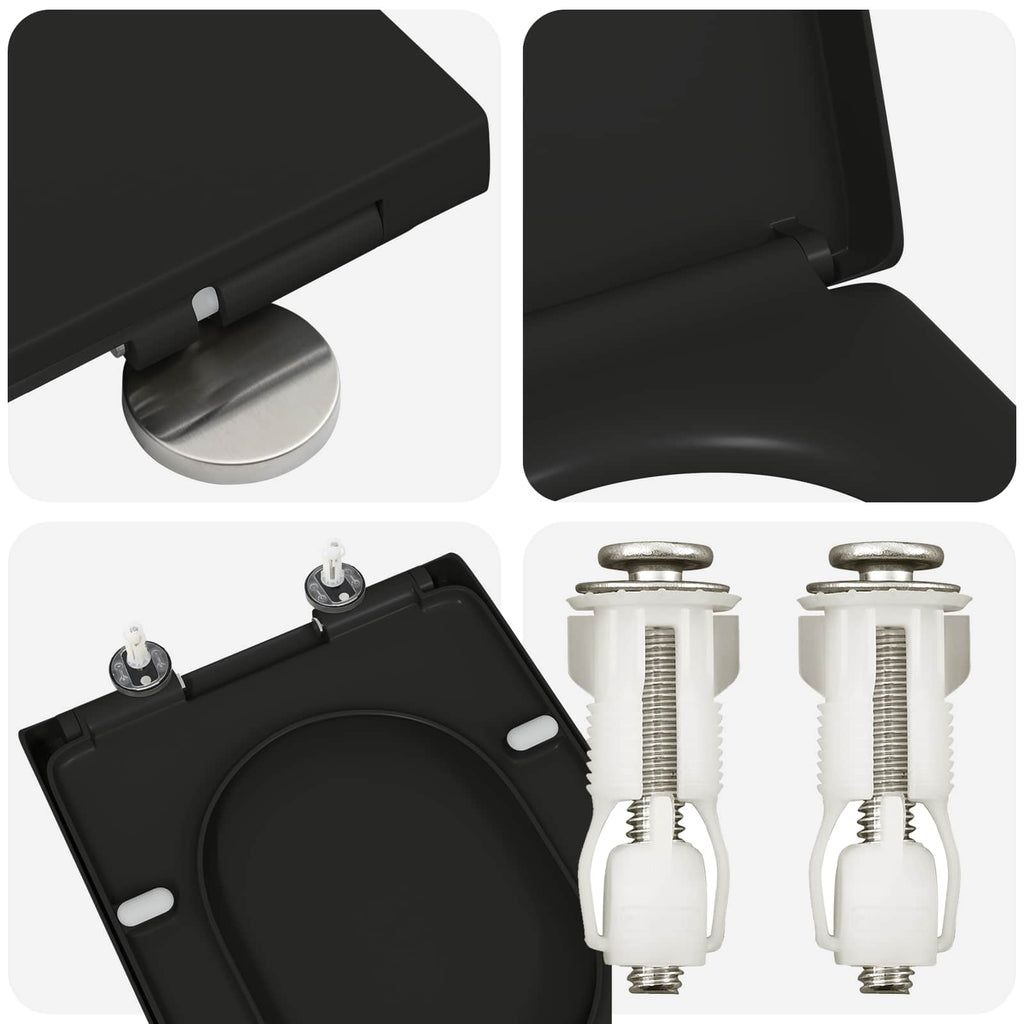 Toilettensitz Schwarz 49 x 36 x 4 cm Duroplast