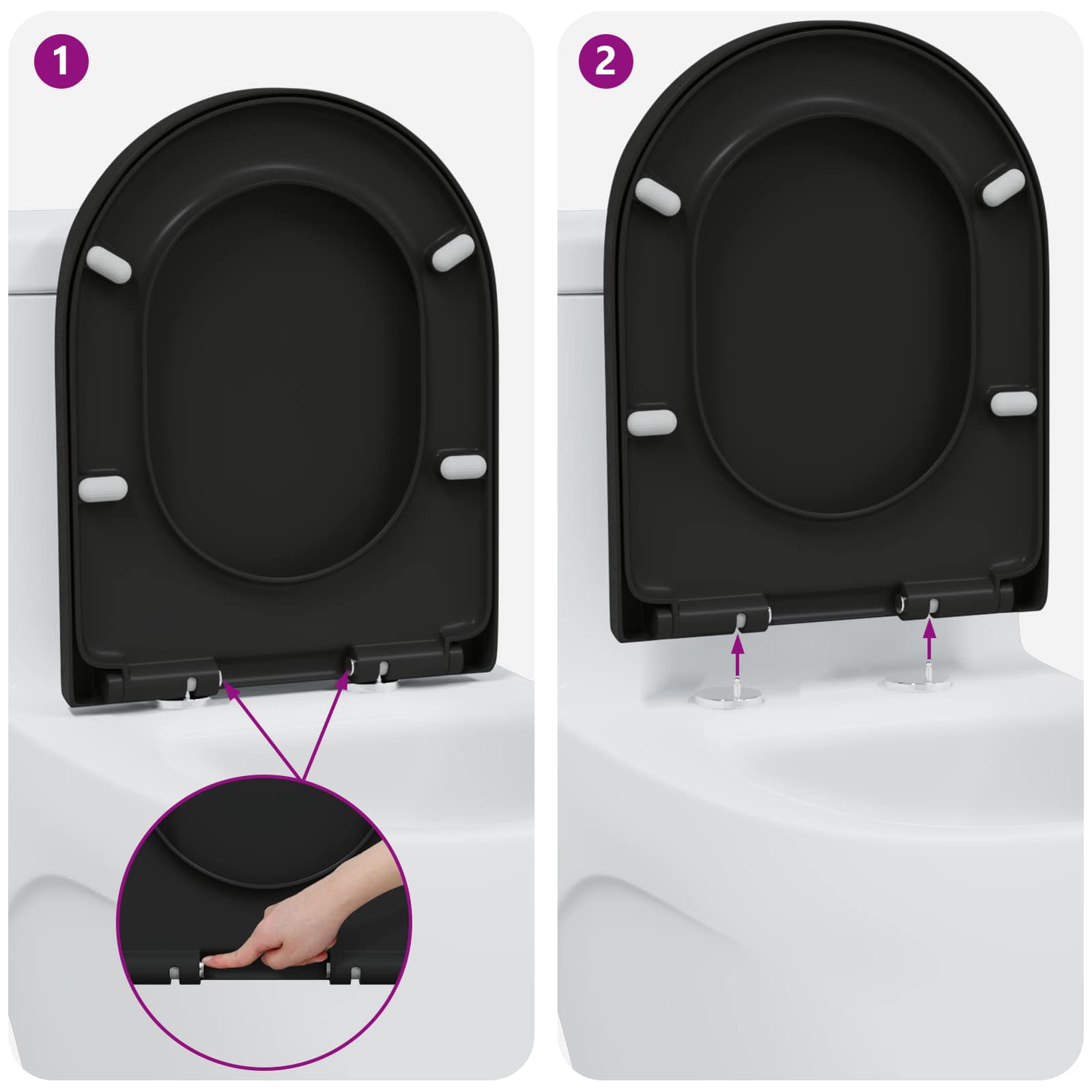Toilettensitz Schwarz 49 x 36 x 4 cm Duroplast