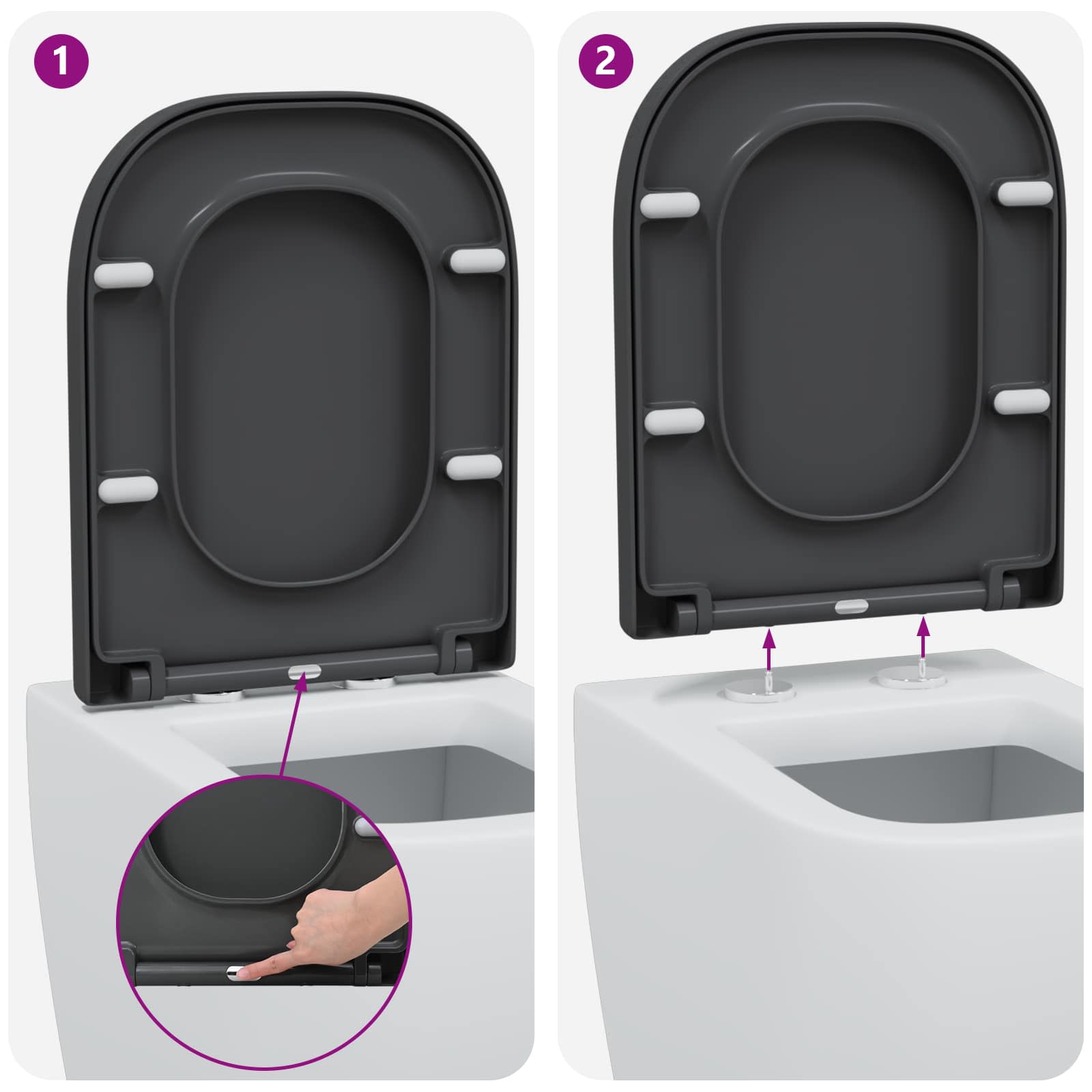 Toilettensitz Anthrazit 47,5 x 35 x 3,6 cm Duroplast