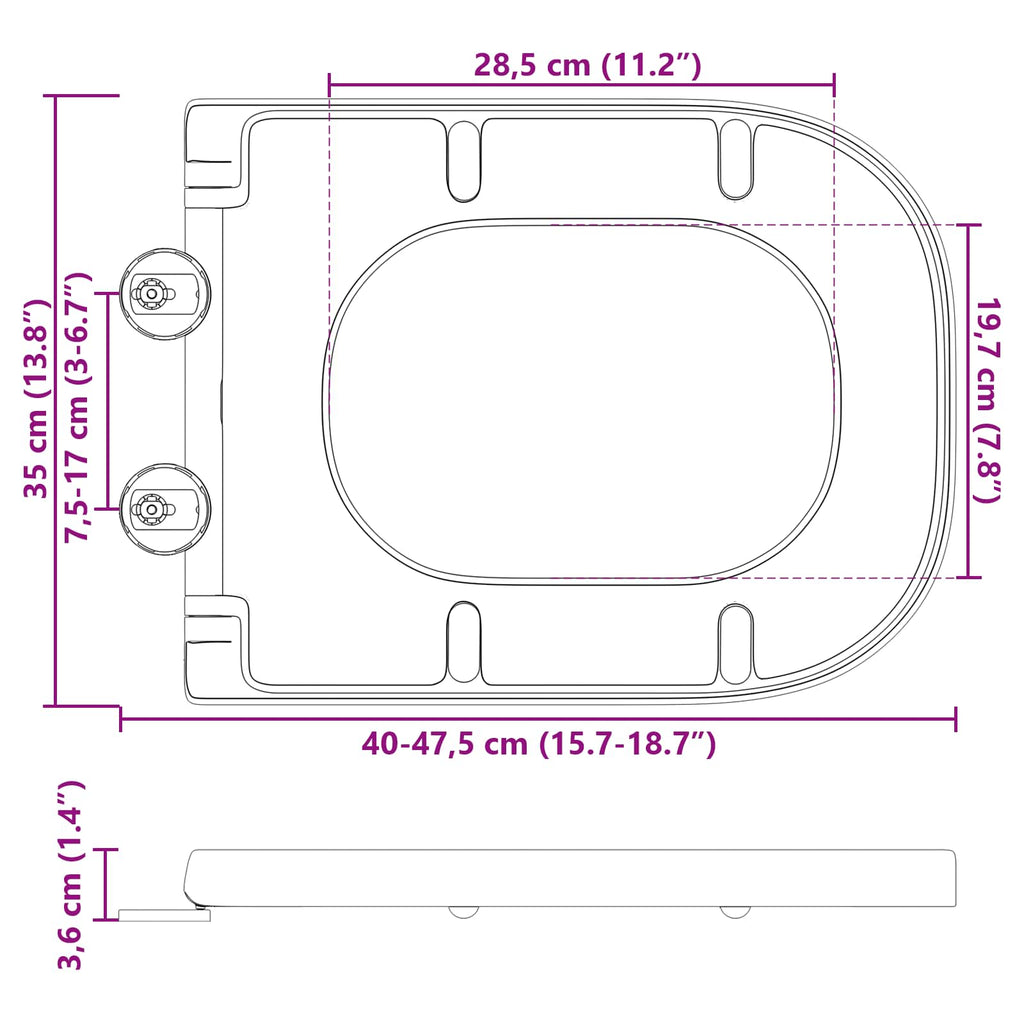 Toilettensitz Anthrazit 47,5 x 35 x 3,6 cm Duroplast