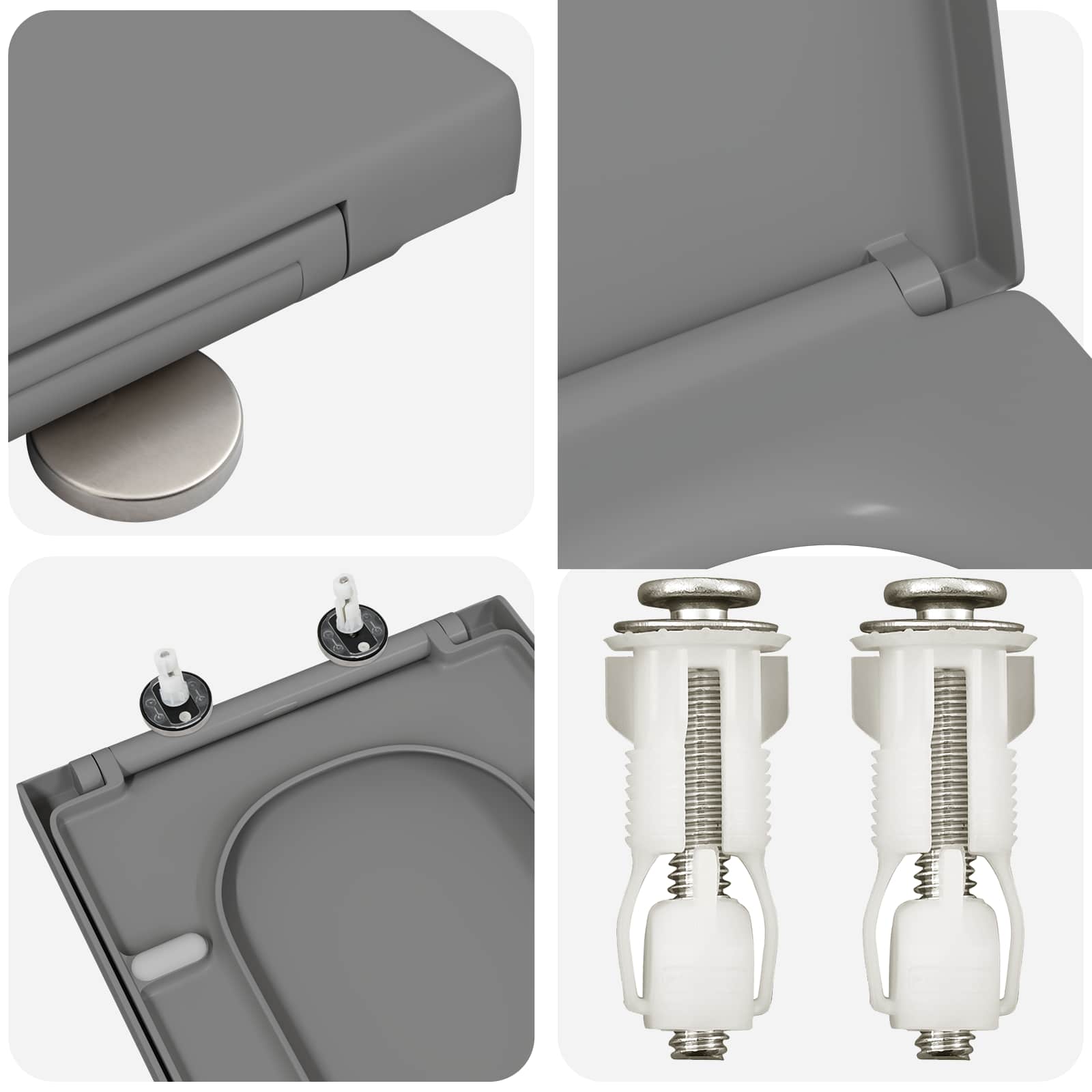 Toilettensitz Grau 47,5 x 35 x 3,6 cm Duroplast