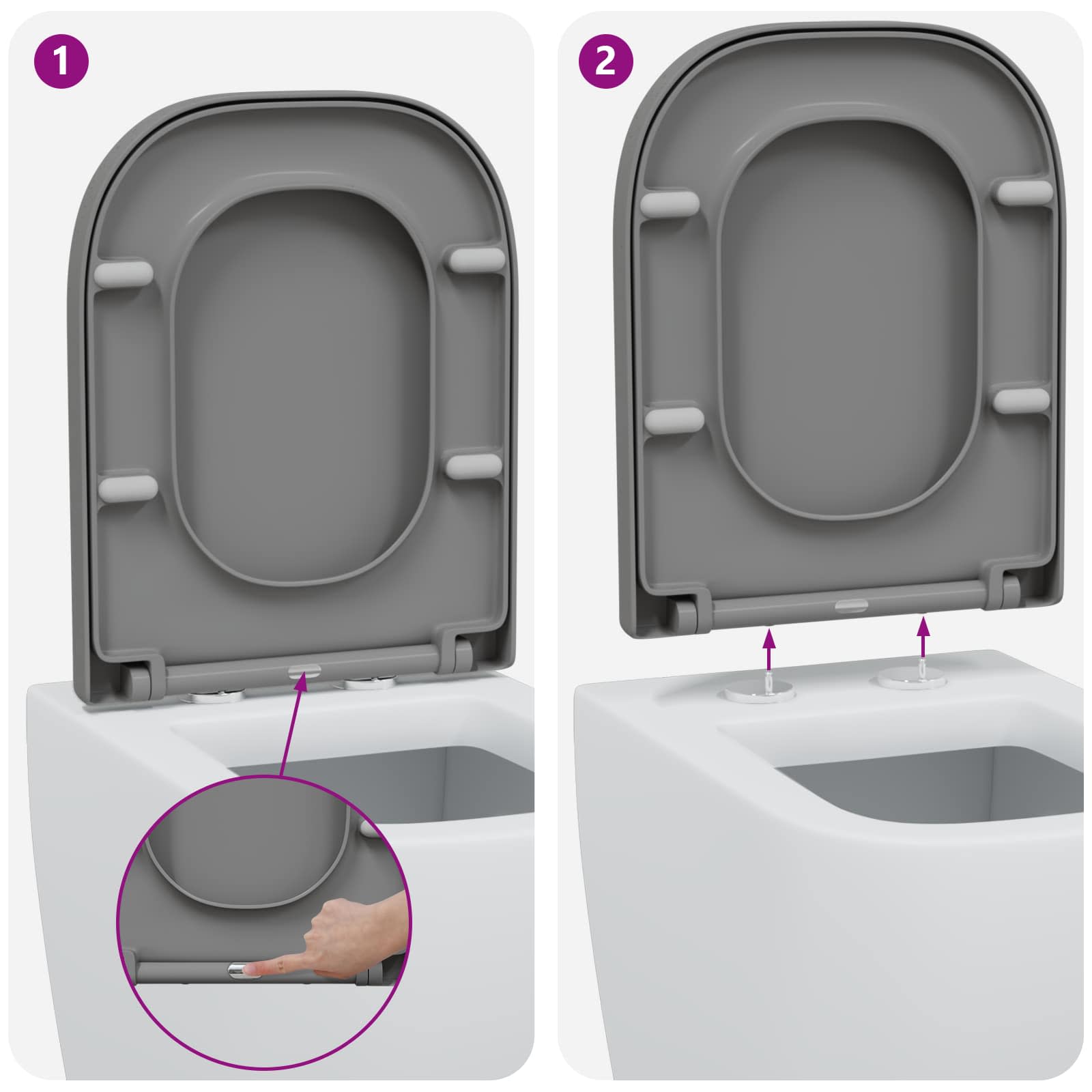 Toilettensitz Grau 47,5 x 35 x 3,6 cm Duroplast