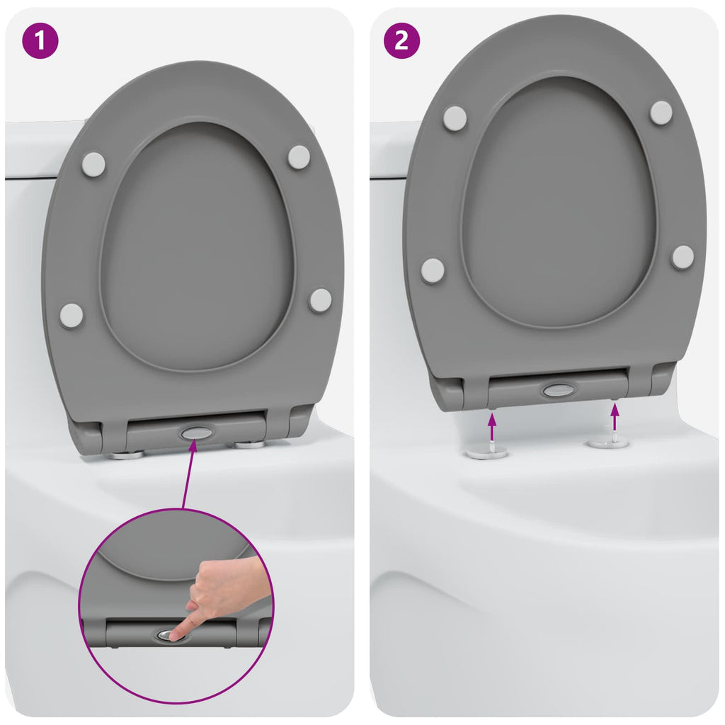 Toilettensitz Grau 47 x 37,5 x 3,8 cm Duroplast