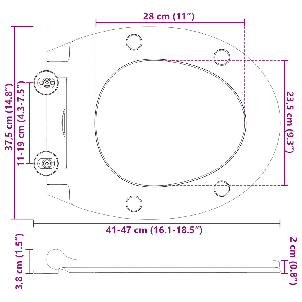 Toilettensitz Weiß 47 x 37,5 x 3,8 cm Duroplast