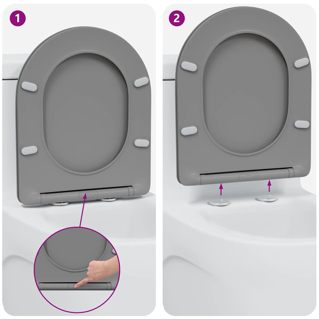 Toilettensitz Grau 47 x 36 x 3,4 cm Duroplast