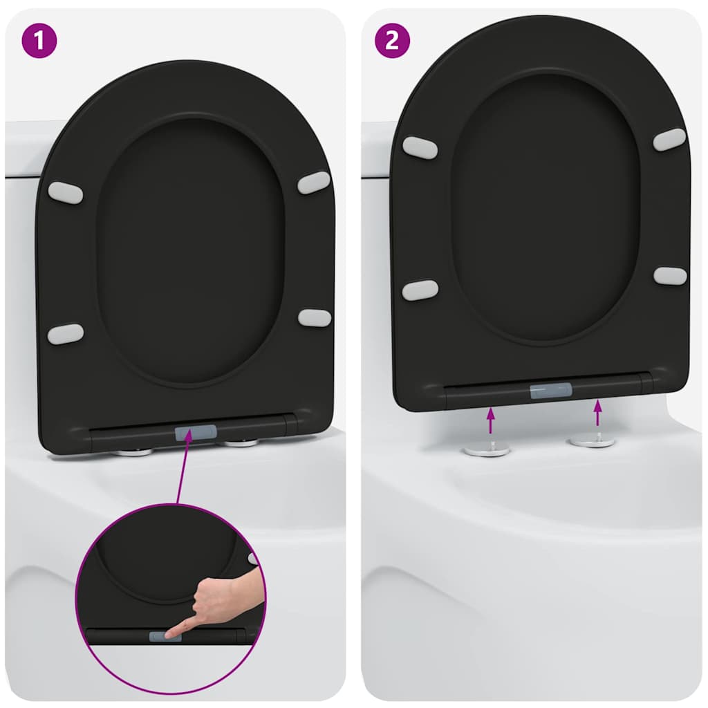 Toilettensitz Schwarz 47 x 36 x 3,4 cm Duroplast