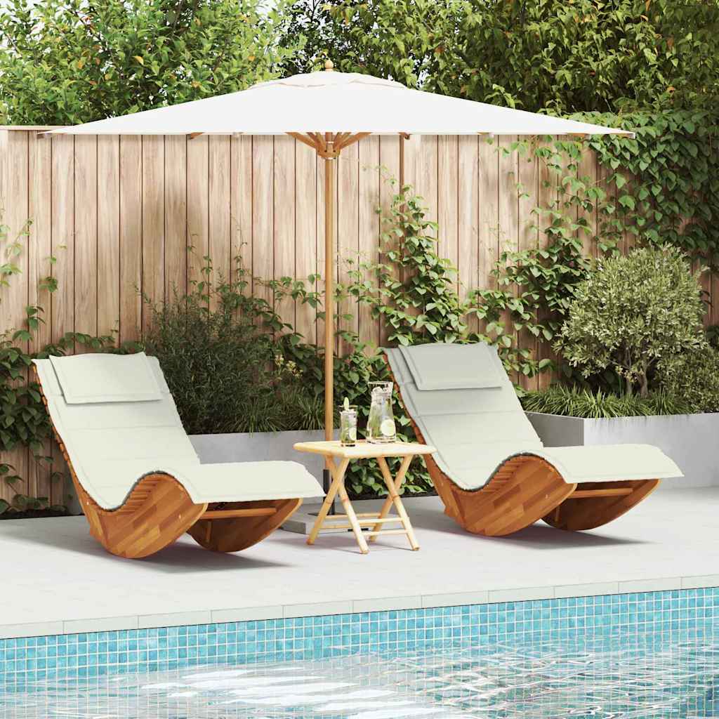 Sonnenliege mit Kissen 2-Person 2 pcs Braun Massivholz Akazie