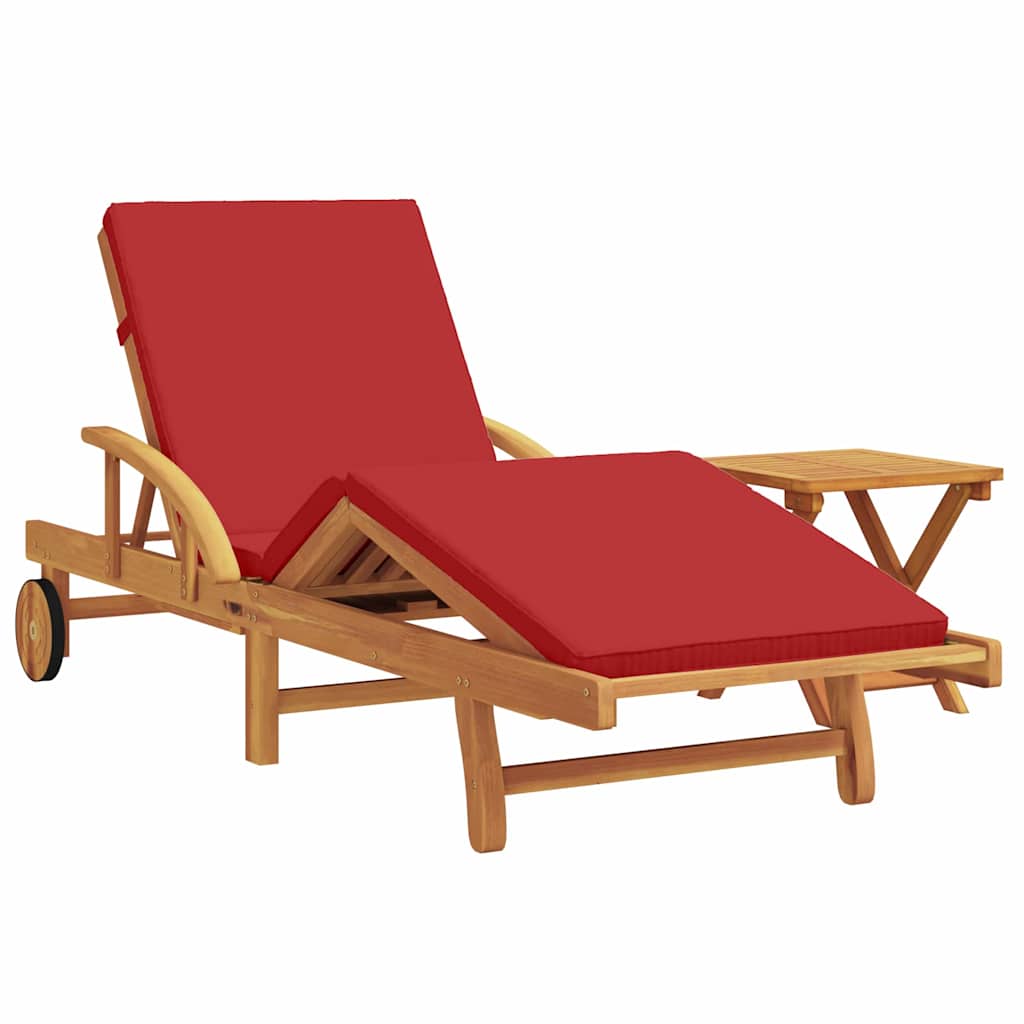 Sonnenliege 2 pcs Rot Massivholz Akazie
