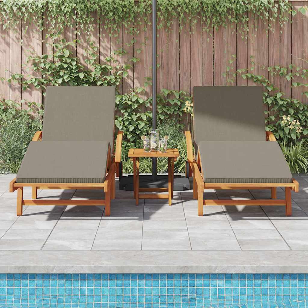 Sonnenliege 3 pcs Taupe 200 x 67 x 84 cm Massivholz Akazie