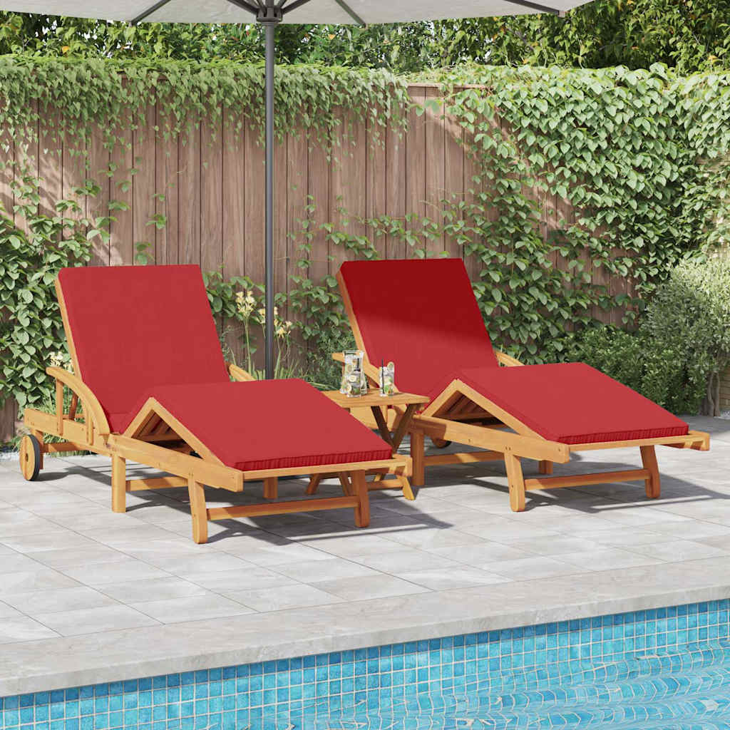 Sonnenliege 3 pcs Rot 200 x 67 x 84 cm Massivholz Akazie