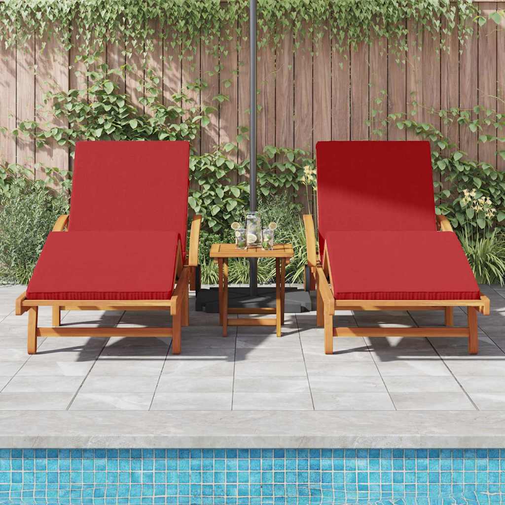Sonnenliege 3 pcs Rot 200 x 67 x 84 cm Massivholz Akazie