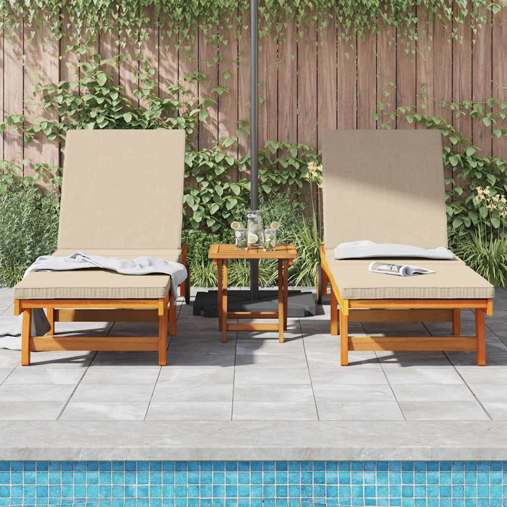 Sonnenliege 2-Person 2 pcs Braun Massivholz Akazie