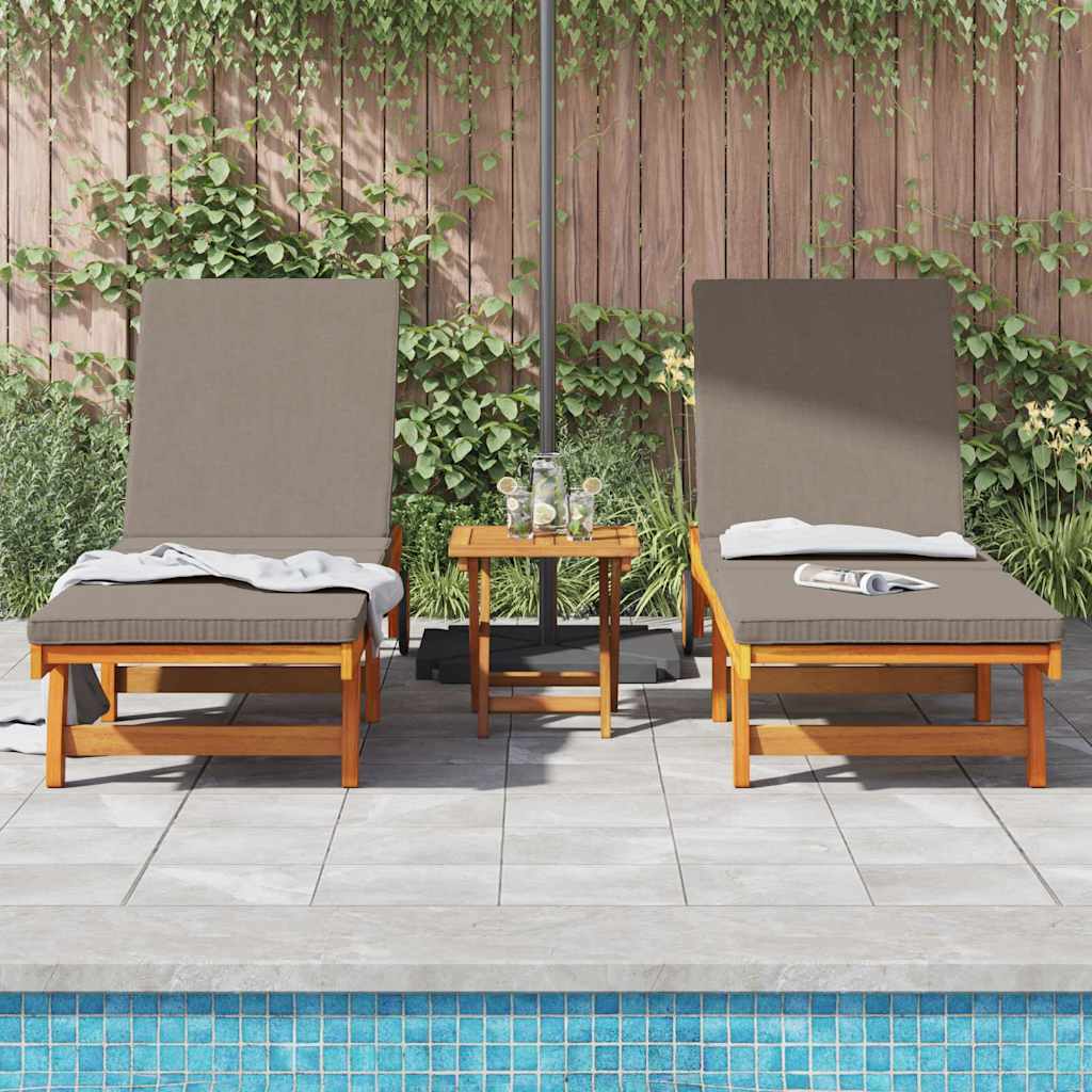 Sonnenliege 2-Person 2 pcs Braun Massivholz Akazie