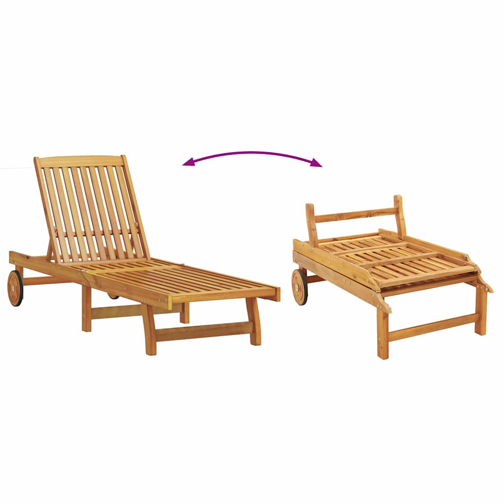 Sonnenliege 1-Person 2 pcs Braun Massivholz Akazie