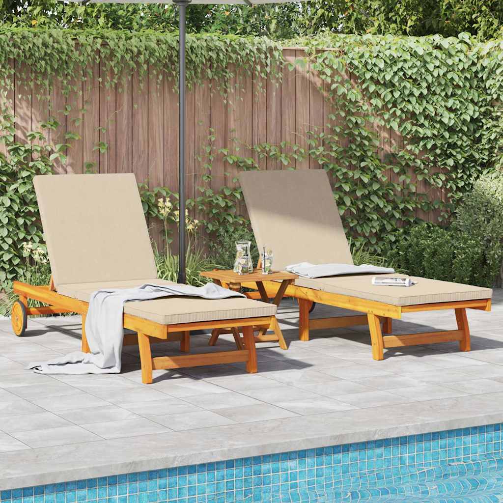 Sonnenliege 2-Person 3 pcs Braun Massivholz Akazie