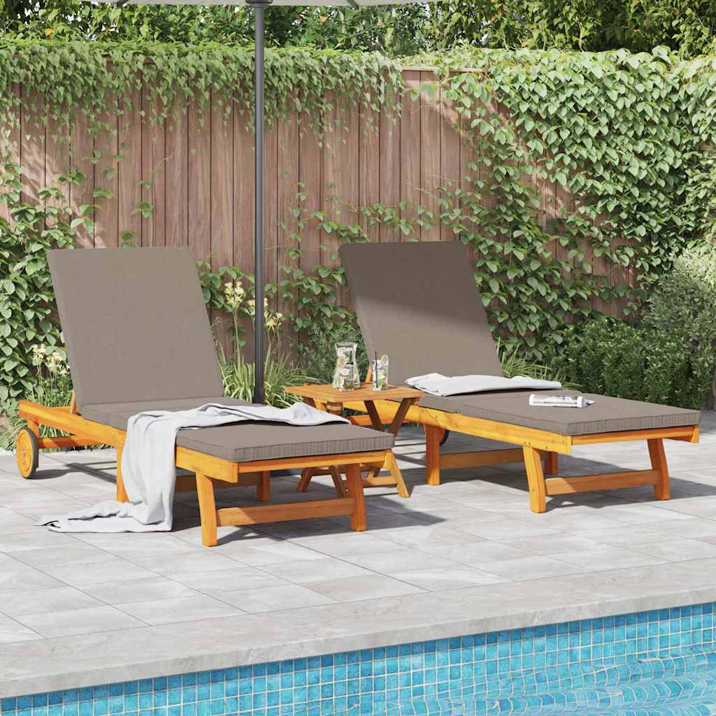 Sonnenliege 2-Person 3 pcs Braun Massivholz Akazie