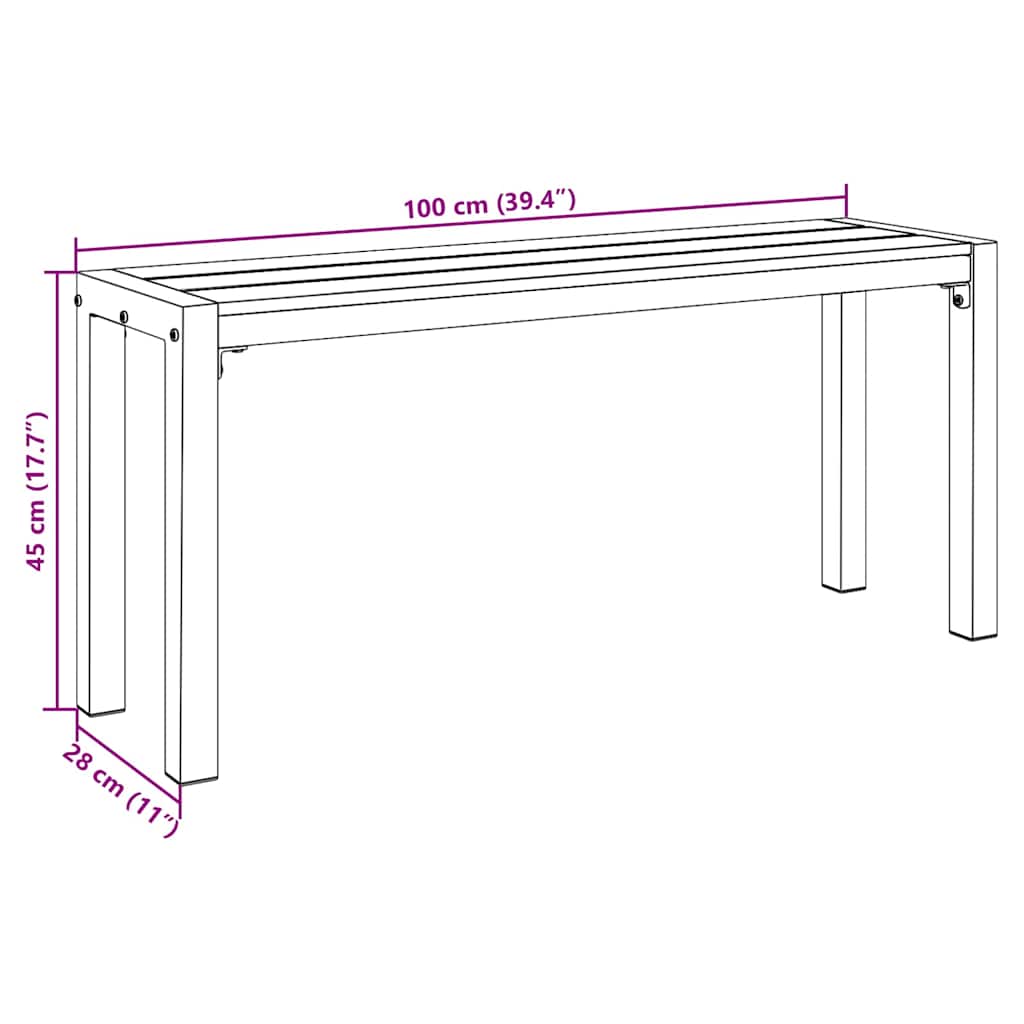 Gartenbank Braun 100 x 28 x 45 cm Stahl