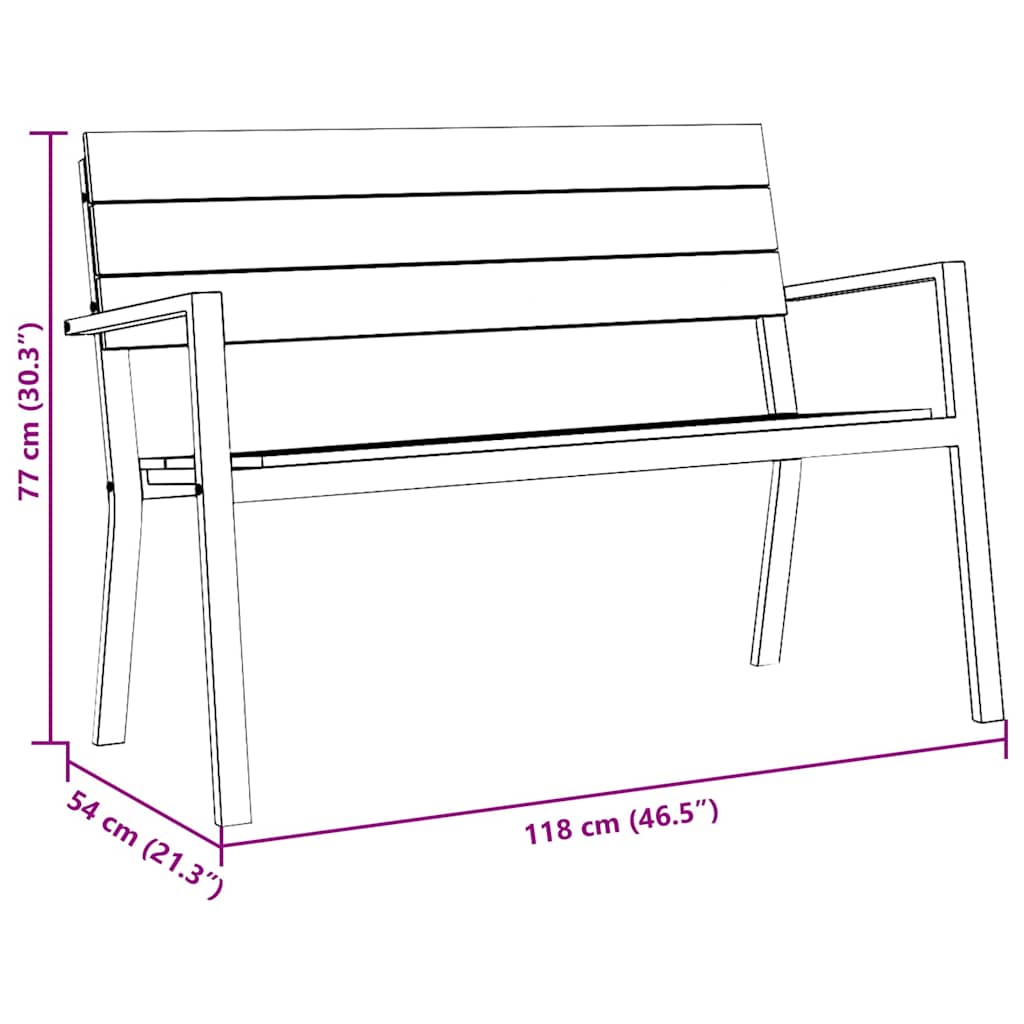 Gartenbank Schwarz 118 x 54 x 77cm Stahl