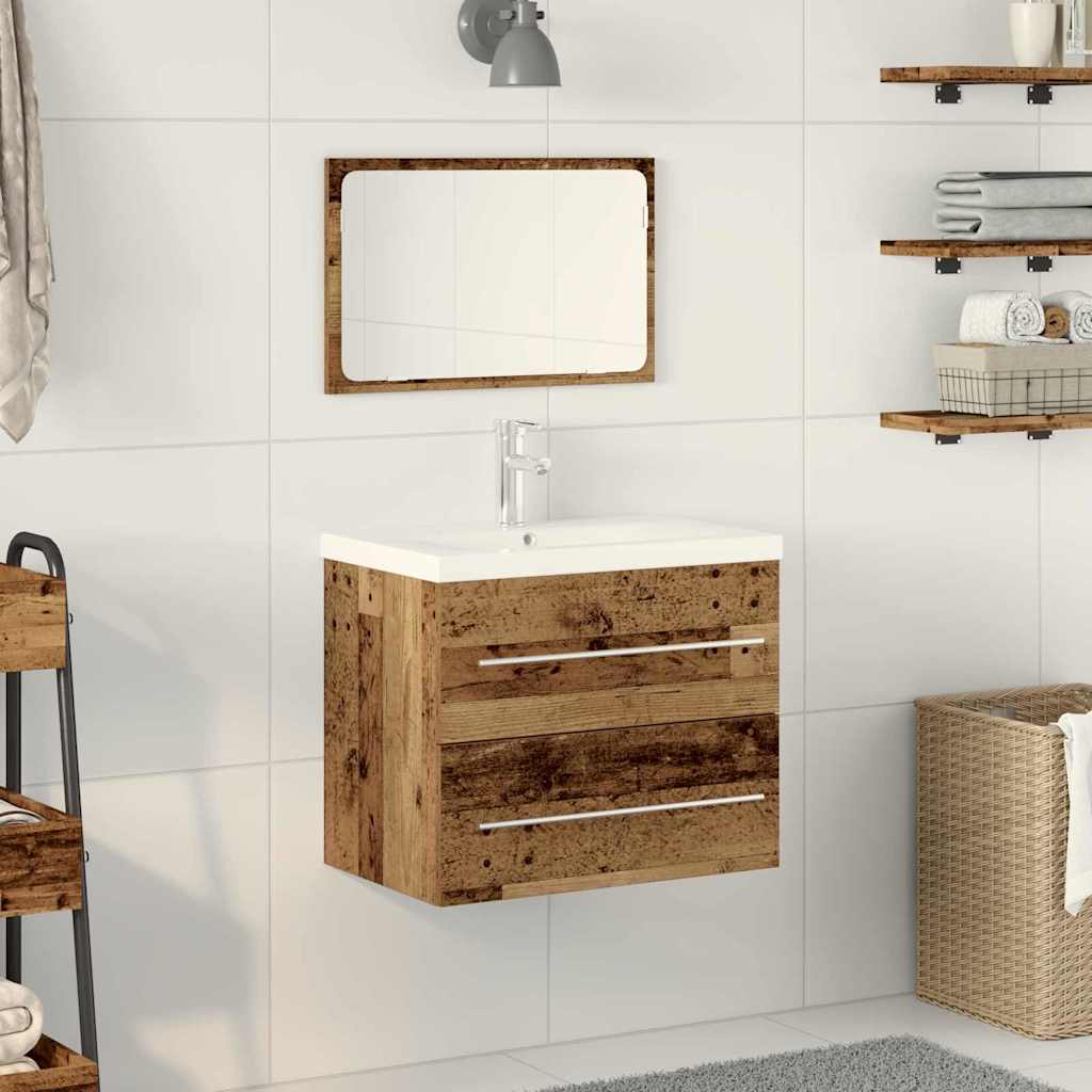 Waschbeckenschrank 2 pcs Altholz Engineered Holz und Keramik