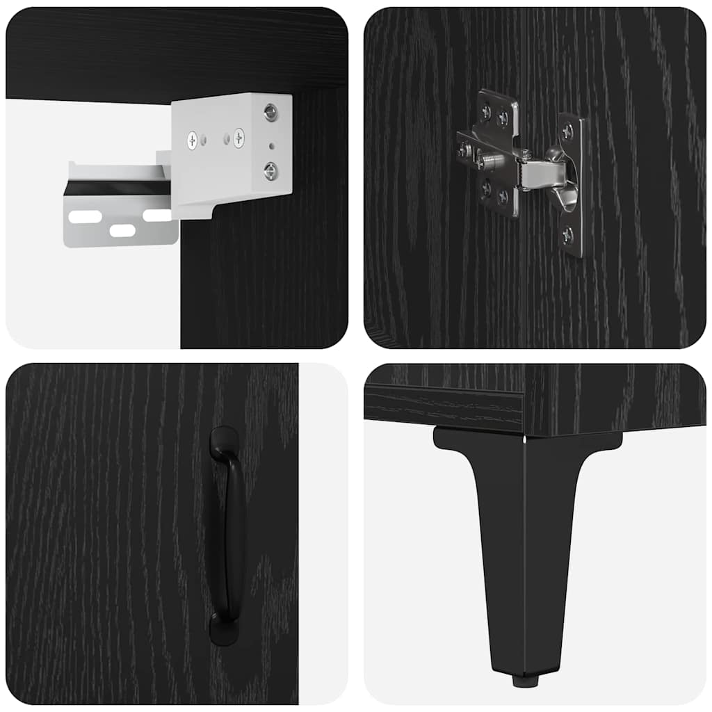 Highboard Schwarz Eichen-Optik 69,5 x 32,5 x 180 cm