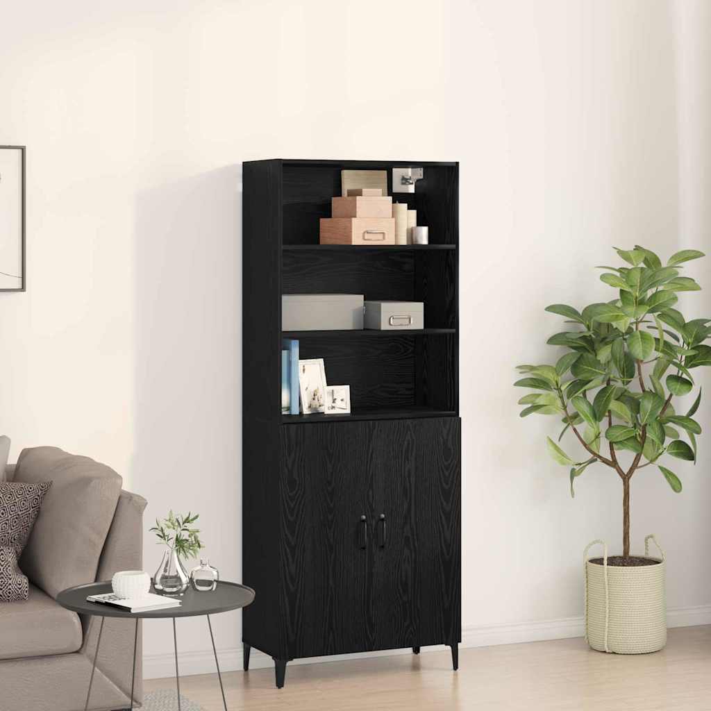 Highboard Schwarz Eichen-Optik 69,5 x 32,5 x 180 cm