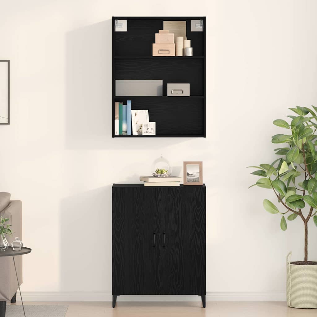 Highboard Schwarz Eichen-Optik 69,5 x 32,5 x 180 cm