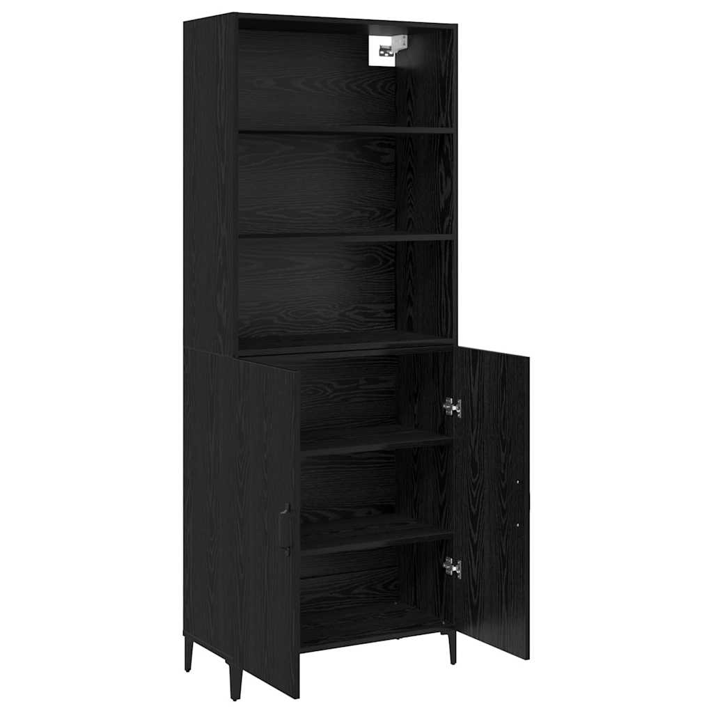Highboard Schwarz Eichen-Optik 69,5 x 32,5 x 180 cm