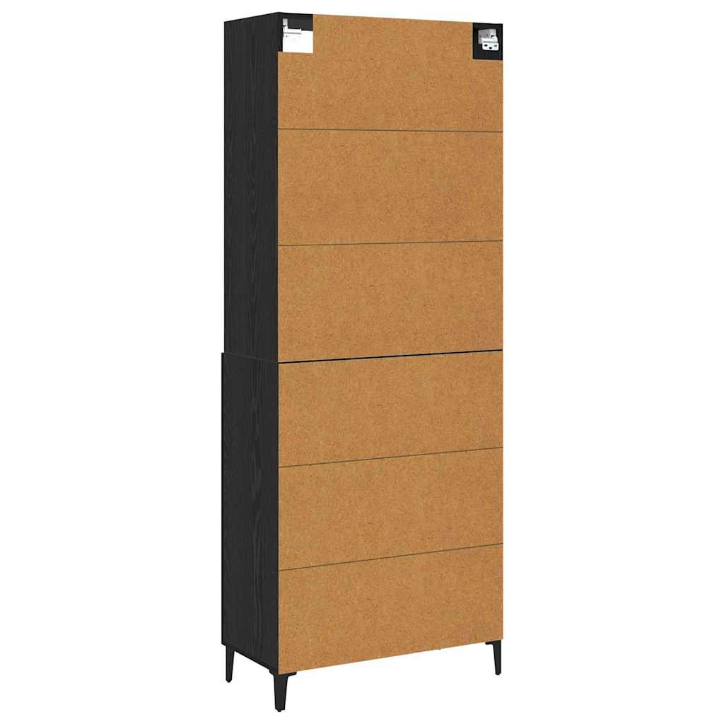 Highboard Schwarz Eichen-Optik 69,5 x 32,5 x 180 cm