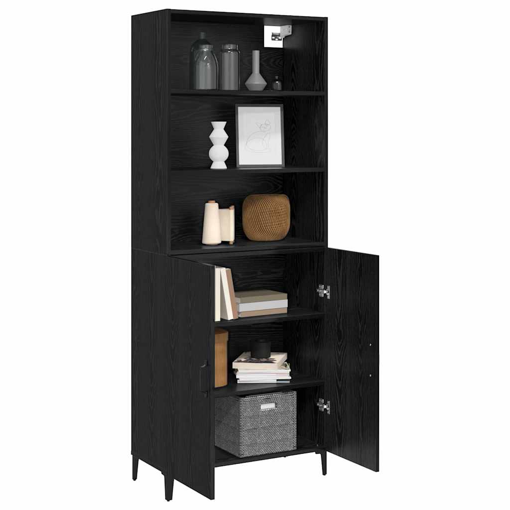 Highboard Schwarz Eichen-Optik 69,5 x 32,5 x 180 cm
