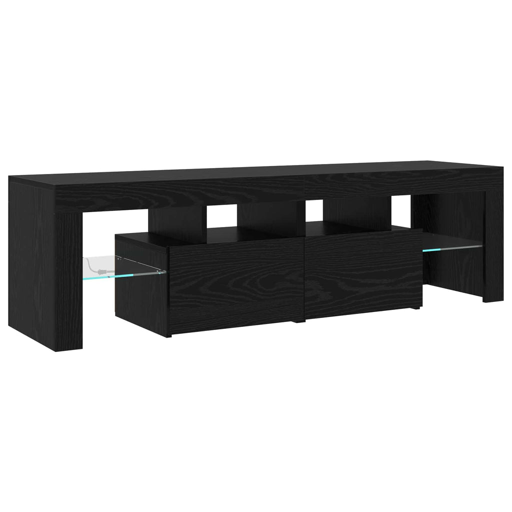 TV-Schränk mit LED 2 pcs Schwarz Eichen-Optik 260 x 37 x 40 cm