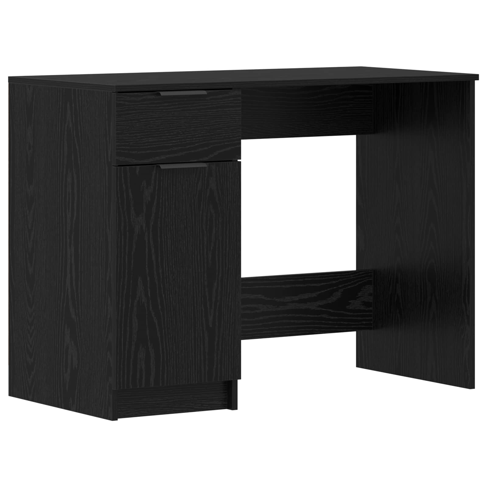 Schreibtisch mit Speicher Schwarz Eichen-Optik 133 x 50 x 75 cm