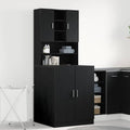Waschmaschinen-Schrank 2 pcs Schwarz Eichen-Optik