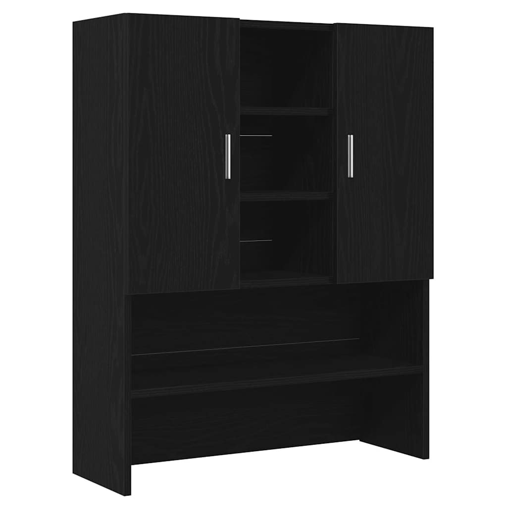 Waschmaschinen-Schrank 2 pcs Schwarz Eichen-Optik