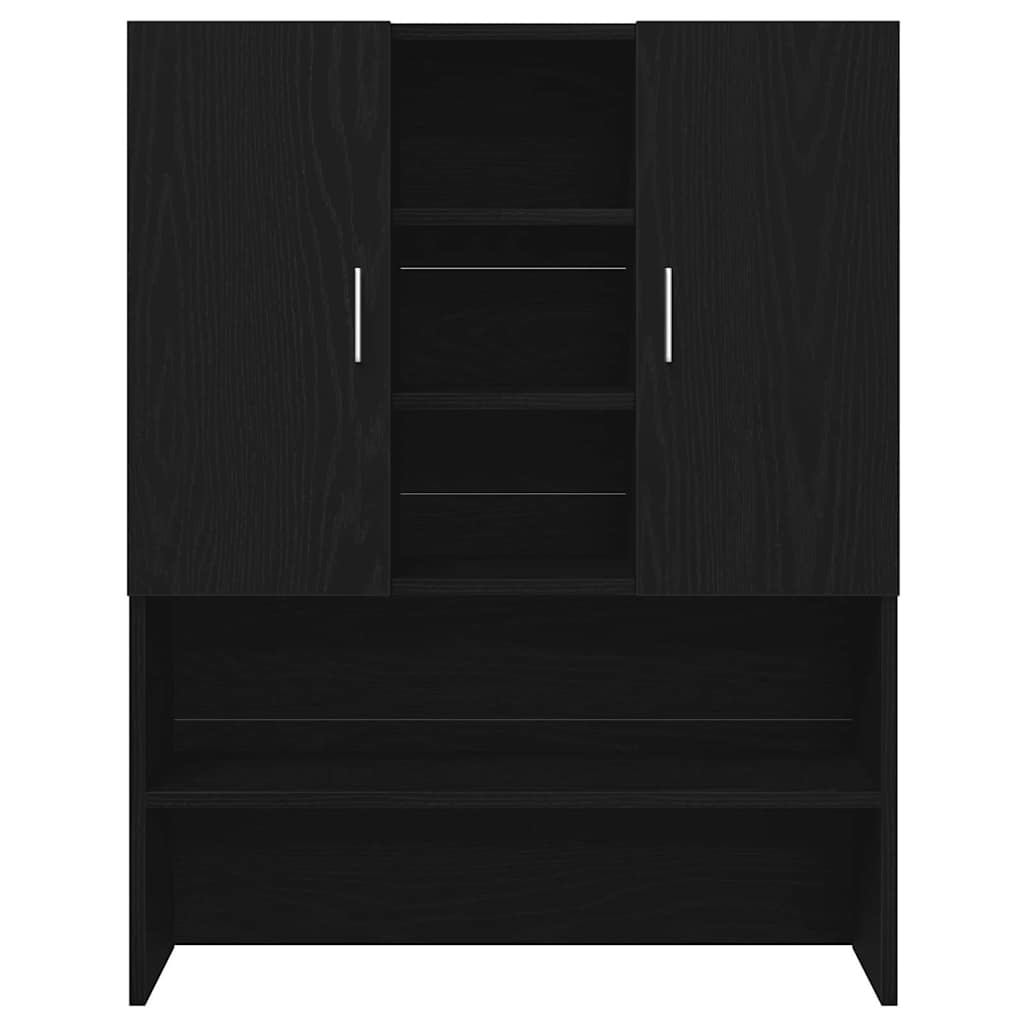 Waschmaschinen-Schrank 2 pcs Schwarz Eichen-Optik